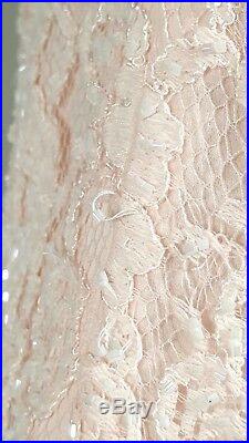 RICKIE FREEMAN Teri Jon Dress Beaded Lace Sheath Size 12 Pink VTG SLIP CHEMISE