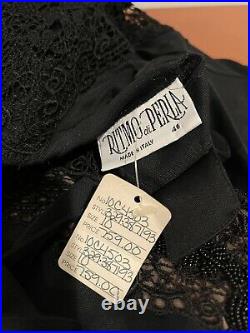 RITMO di PERLA Vintage Black Maxi Slip Dress Size IT 46
