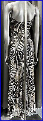 ROBERTO CAVALLI Vintage Silk Butterfly Sleeveless Full Length Maxi Slip Dress