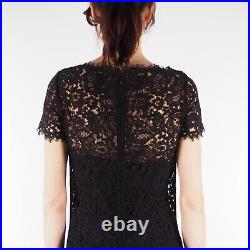 Ralph Lauren Black Label Vintage Lace Sheer Silk Black Dress size 6 made in USA