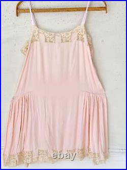 Rare Deco collection 1920's French Pink silk slip lingerie woman's small vintag