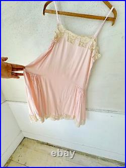 Rare Deco collection 1920's French Pink silk slip lingerie woman's small vintag