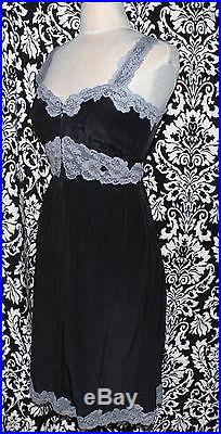 Rare New Betsey Johnson Silk Vintage Black Grey Lace Lovers Slip Dress $385 8 M