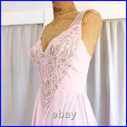 Rare! OLGA Pastel Pink Lace Chiffon Sweetheart Sweeping Ballet Midi Slip USA