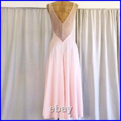 Rare! OLGA Pastel Pink Lace Chiffon Sweetheart Sweeping Ballet Midi Slip USA