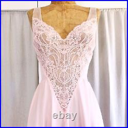 Rare! OLGA Pastel Pink Lace Chiffon Sweetheart Sweeping Ballet Midi Slip USA