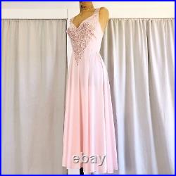 Rare! OLGA Pastel Pink Lace Chiffon Sweetheart Sweeping Ballet Midi Slip USA