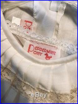 Rare Peppermint Pony Heirloom Dress & Slip White/ Ecru Lace Flower Girl Sz 5T