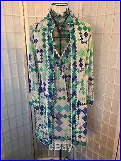 Rare Vintage 1960 Emilio Pucci Slip Dress & Coat 2PC Set Sz S