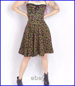 Rare Vintage 90s Punk Label Betsey Johnson Rose Stretch Cotton Floral Dress XS S