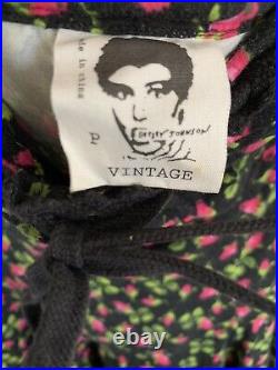 Rare Vintage 90s Punk Label Betsey Johnson Rose Stretch Cotton Floral Dress XS S