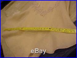 Rare Vintage Beige Long Linen Dress With Handmade Crochet Trim Matching Slip 8