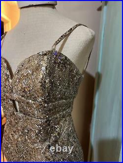 Rare Vintage Farinae Collections Bronze/Gold Sequin Evening Dress Dress Size 6