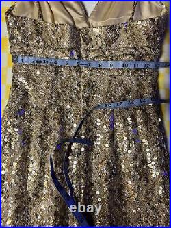 Rare Vintage Farinae Collections Bronze/Gold Sequin Evening Dress Dress Size 6