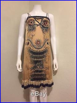 Rare Vintage Jean Paul Gaultier Nude Tattoo Slip Silk Dress
