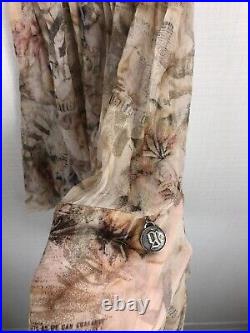 Rare Vintage John Galliano Silk Printed Dress Nude Newspaper Floral Buttons SS05