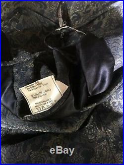 Rare Vtg Christian Dior by John Galliano Metallic Navy Short Slip Dress M SS1998
