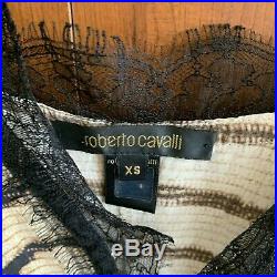 Roberto Cavalli Vintage Leopard Lace Slip Dress XS