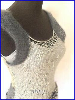 Rodarte Vintage Runway Piece Grey Knit Dress Two Piece Slip Sleeveless