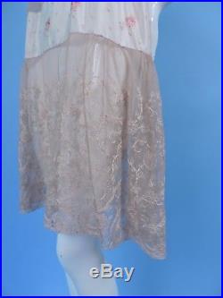 Romantic Flapper 1920s Ecru Lace Slip 4 Dress W Floral Silk Waist