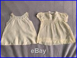 Ruffle Pinafore and Dress Embroidered Yellow Slip 40s 50s Baby Girls Vintage Vtg