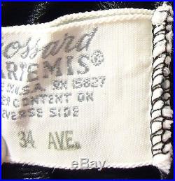 SHEER Black Lace Peek- A- Boo Bodice Nylon Slip Dress Artemis Flesh Inserts 34