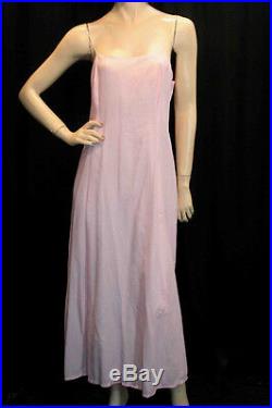 SM 2pc DRESS +SLIP VTG 60s BOHO CAFTAN PINK ALL LACE MAXI Hostess Lounge Gown