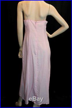 SM 2pc DRESS +SLIP VTG 60s BOHO CAFTAN PINK ALL LACE MAXI Hostess Lounge Gown
