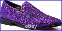 SPK04 Men's Vintage Glitter Dress Loafers Slip On Shoes Classic Tuxedo Dress Sho