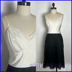 Sarah Smith Exclusive 60's 60s Vintage Black White Full Dress Nylon Slip 42 L XL