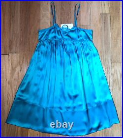 See by Chloe $375 Teal Green Silk Y2K Vintage Scalloped Neck Slip Dress 42 6 NWT