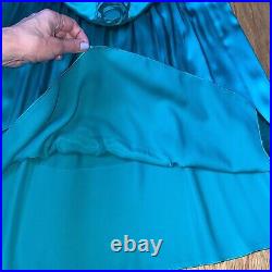 See by Chloe $375 Teal Green Silk Y2K Vintage Scalloped Neck Slip Dress 42 6 NWT