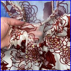See by Chloe Floral Red Silk Y2K Vintage Slip Ruffle Sheer Top Midi Dress Size 6
