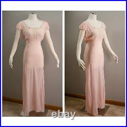 Sexy Little Sheer Pink Chiffon 30s/40s Nightgown with Lace Details, slip dress