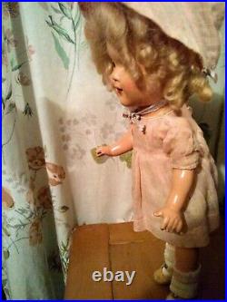 Shirley Temple Doll 13 With Vintage Dress & Matching Bonnet, Slip, Socks, Shoes