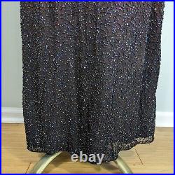 Silk Beaded Maxi Dress Ombre Slip Prom Evening Red Black Goth Vintage Y2K L