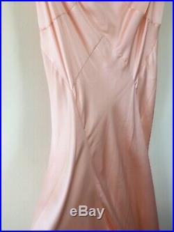 Silk Gown Dress Slip Salmon Pink Pure Silk Vintage Retro Authentic 40s