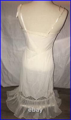Silky Nylon Half Dress Slip Ivory Lace Pleated Details VINTAGE