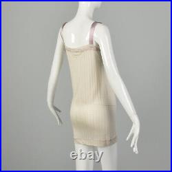 Small 1920s Slip Cami Dress Pale Pink Knit Lingerie Lavender Ribbon Boudoir Slip