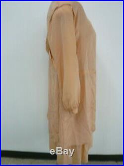 Sonya Rykiel Vintage 80s Salmon Pink Silk & Knit Slip Dress & Long Jacket Size S