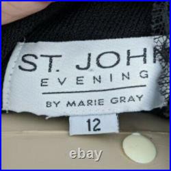 St. John Evening (12) Vintage Black Santana Knit Beaded Embellished Dress