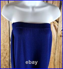 St John Evening Dress Marie Gray Strapless Size 6 USA Made Side Slit Sexy vtg