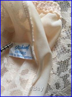 St Michael Set Vintage Lingerie Cream Nylon Lace Dress Petticoat Pantie Slip 12