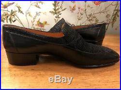 Star ARTIOLI Vintage Leather Black Handmade Slip On Italian Shoes 10.5 UK