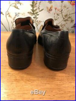 Star ARTIOLI Vintage Leather Black Handmade Slip On Italian Shoes 10 UK