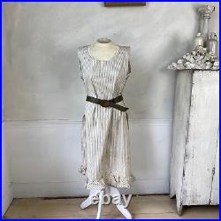 Striped Vintage Cotton Slip Dress French Workwear Cotton Slip 1930s Work Wear S