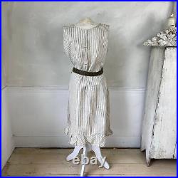 Striped Vintage Cotton Slip Dress French Workwear Cotton Slip 1930s Work Wear S