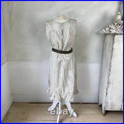 Striped Vintage Cotton Slip Dress French Workwear Cotton Slip 1930s Work Wear S