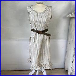 Striped Vintage Cotton Slip Dress French Workwear Cotton Slip 1930s Work Wear S