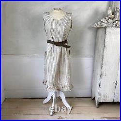 Striped Vintage Cotton Slip Dress French Workwear Cotton Slip 1930s Work Wear S